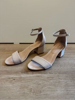 Aldo Nude/ Soft Pink Open-Toe Ankle-Strap Block Heels